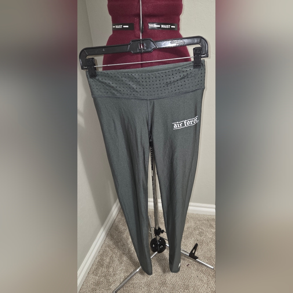 Soffe Gray Performance Leggings with Textured Waistband